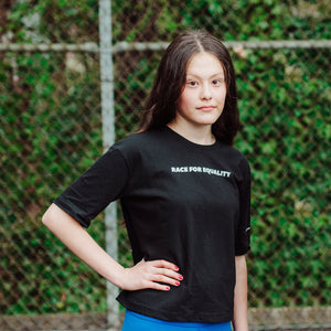Race for Equality Tee in Black Boxy Cut (Women's)
